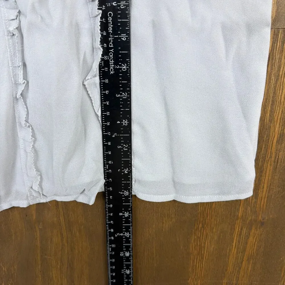 Ann Taylor LOFT Womens Blouse Gray Blue Ruffle Front Sleeveless Lined Small - Picture 7 of 9
